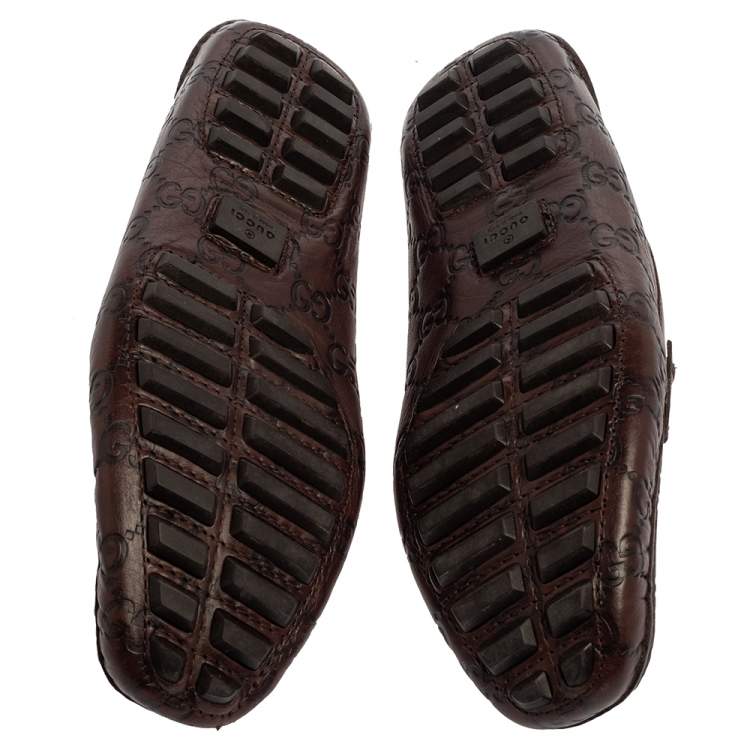 Pre Owned Gucci Brown Guccissima Leather Bamboo Horsebit Loafer Size 38