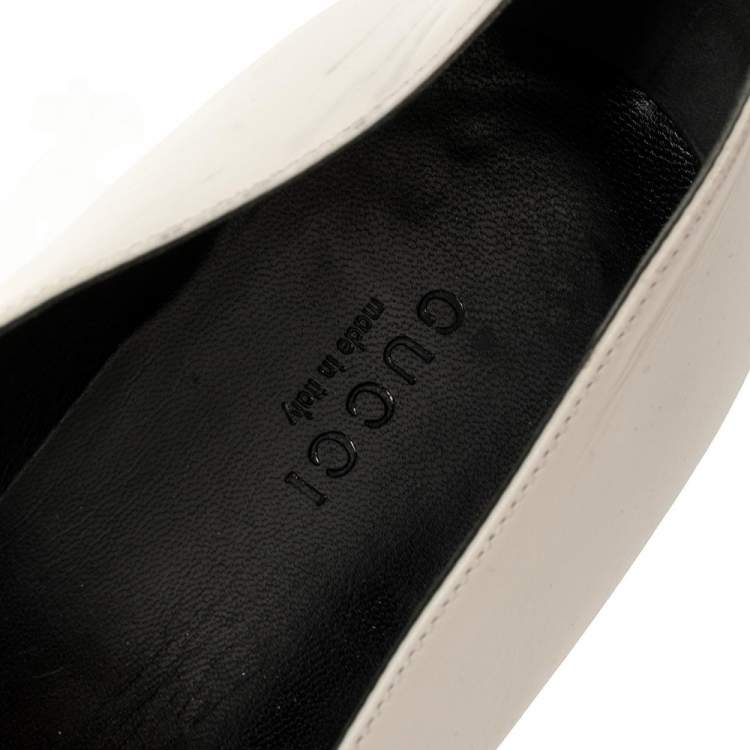 Pre Owned Gucci White Leather Horsebit Lillian Loafers Size 39