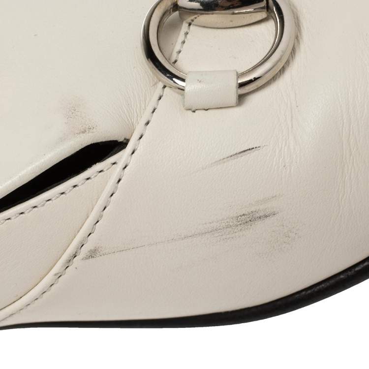 Pre Owned Gucci White Leather Horsebit Lillian Loafers Size 39