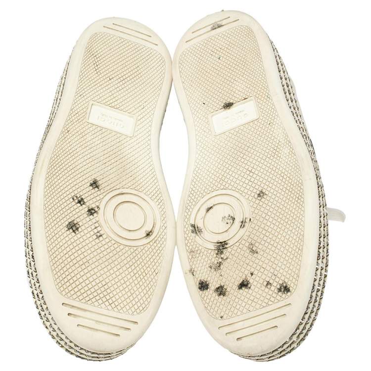 Pre Owned Gucci White Leather Ace Crystal Embellished Platform Sneakers Size 38