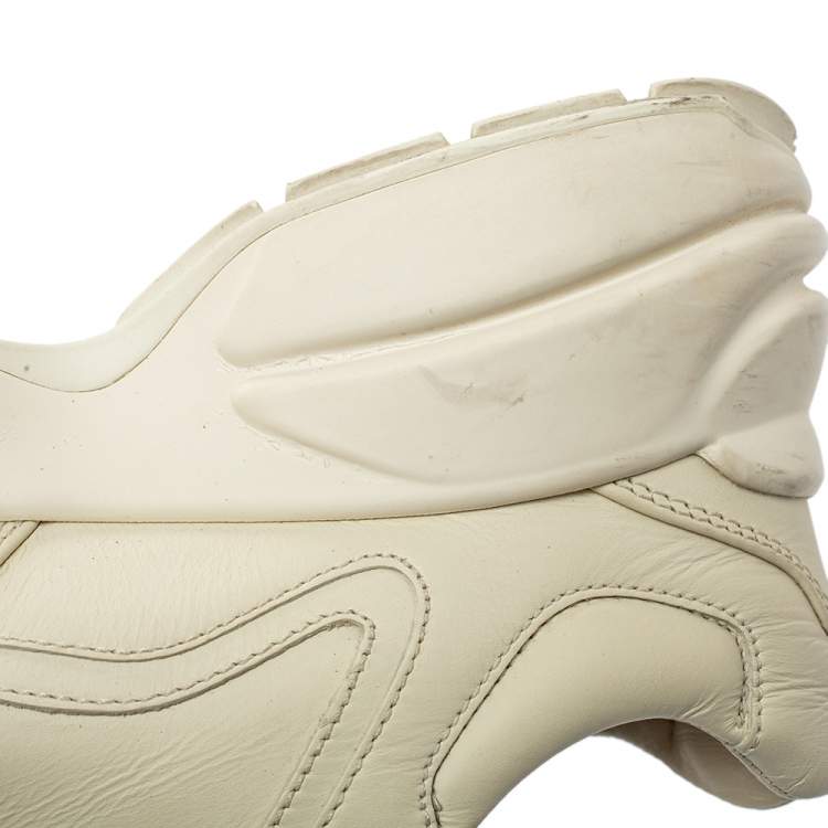 Pre Owned Gucci Cream Leather Trainer Sneakers Size 35.5