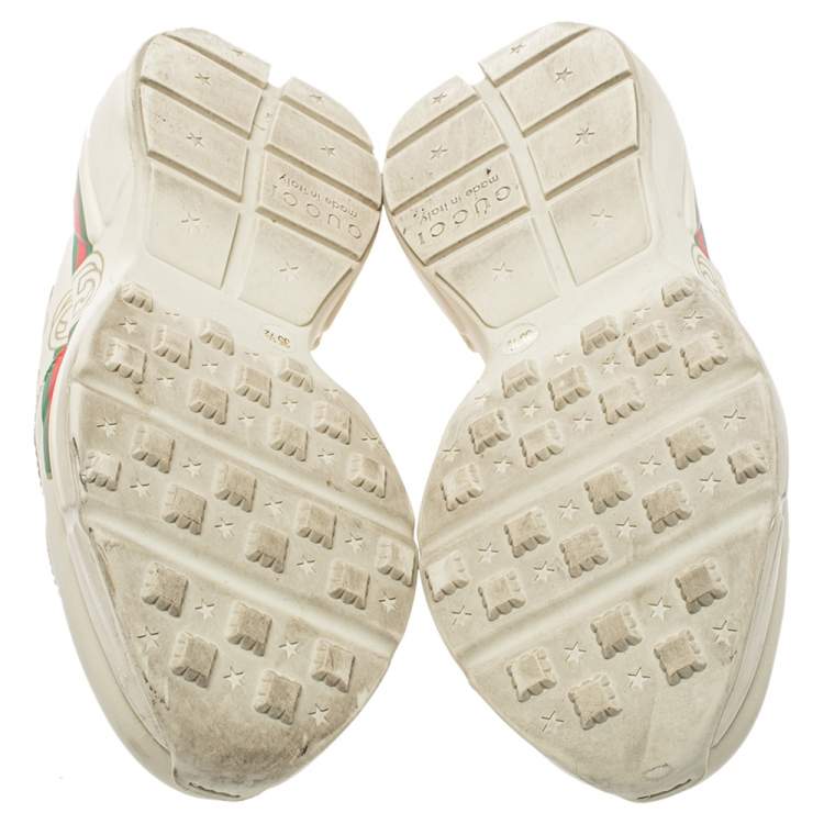 Pre Owned Gucci Cream Leather Trainer Sneakers Size 35.5