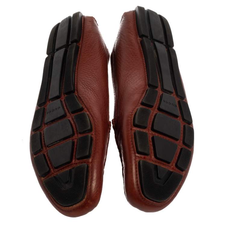 Pre Owned Gucci Brown Leather Loafers Size 36.5
