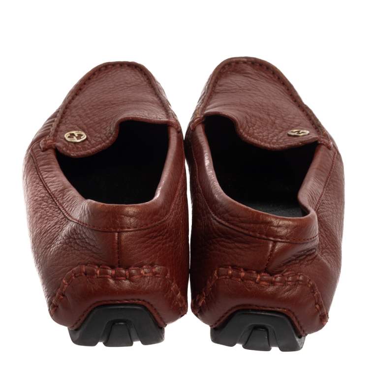 Pre Owned Gucci Brown Leather Loafers Size 36.5