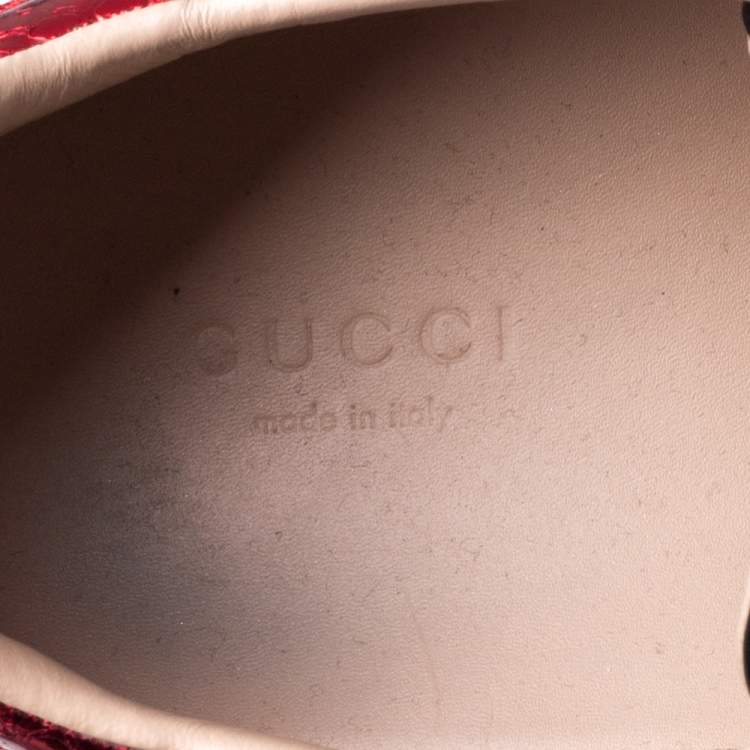 Pre Owned Gucci Black Leather Ace Web Low Top  Sneaker Size 39.5