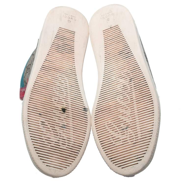 Pre Owned Gucci  Multicolor GG Canvas And Patent Leather High Ankle Sneakers Size 36
