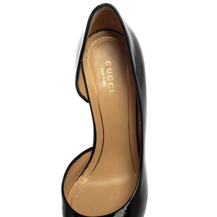 Pre Owned Gucci Black Patent Leather Noah Pointed Toe D'Orsay Pumps Size 37