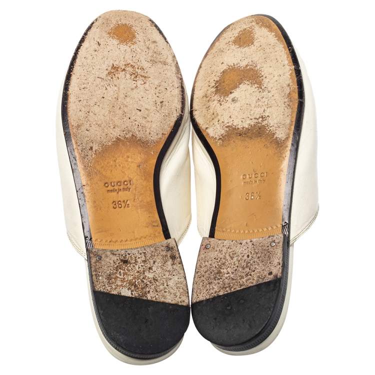 Pre Owned Gucci White Leather Princetown Mules Loafers Size 36.5