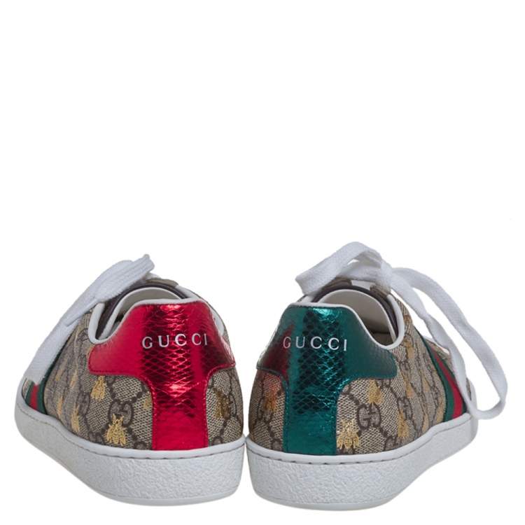 Pre Owned Gucci Multicolor GG Supreme Canvas Ace Bee Sneakers Size 40