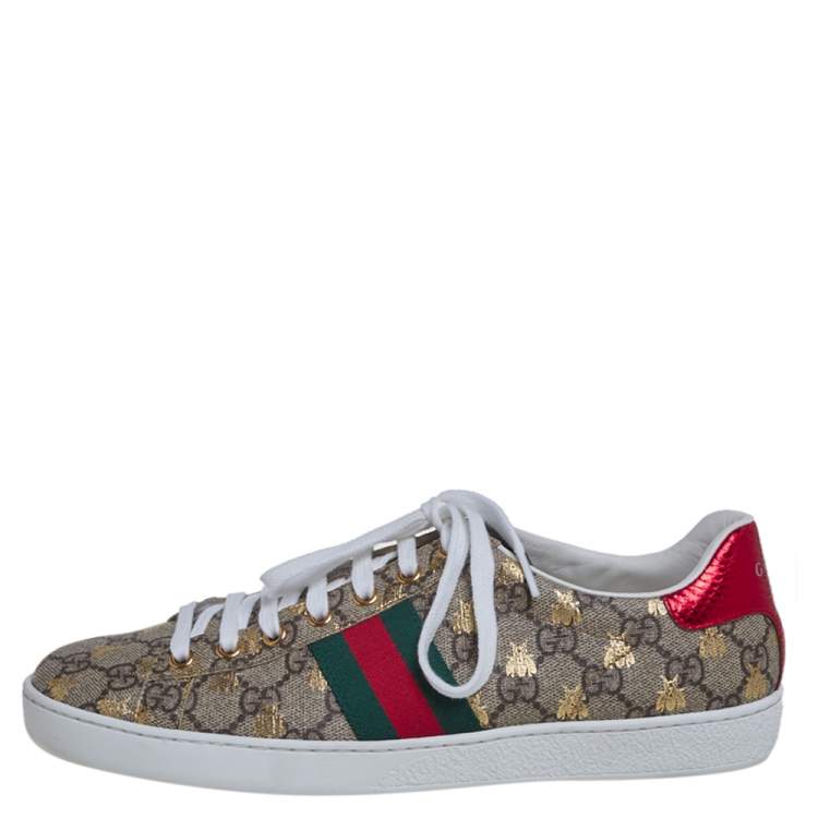 Pre Owned Gucci Multicolor GG Supreme Canvas Ace Bee Sneakers Size 40