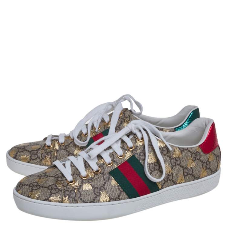 Pre Owned Gucci Multicolor GG Supreme Canvas Ace Bee Sneakers Size 40