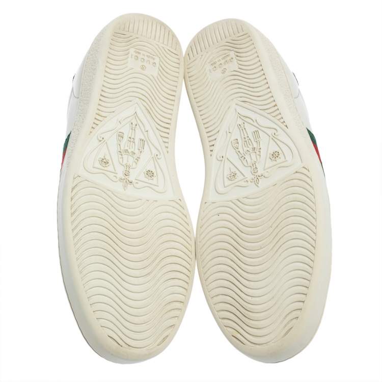 Pre Owned Gucci White Leather And Canvas Ace Sneakers Size 38