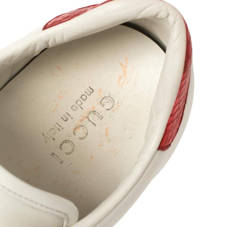Pre Owned Gucci White Leather Ace Bee Web Low Top Sneakers Size 39