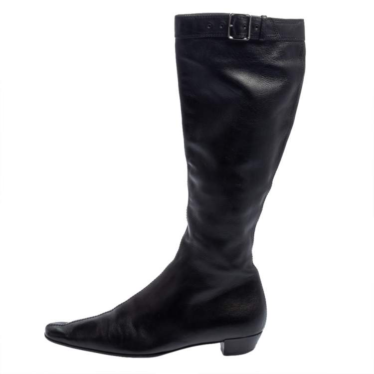 supplere Udførelse Løb Gucci Black Leather Buckle Detail Square Toe Mid Calf Boots Size 37 Gucci |  TLC