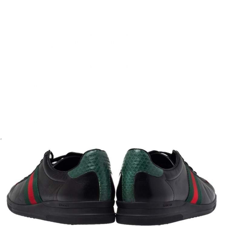 Pre Owned Gucci Black Leather Web Ace Low Top Sneaker Size  39