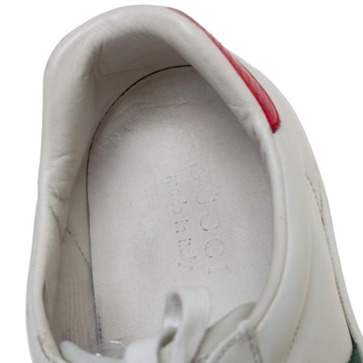 Pre Owned Gucci White Leather Web Ace Sneakers Size 43.5