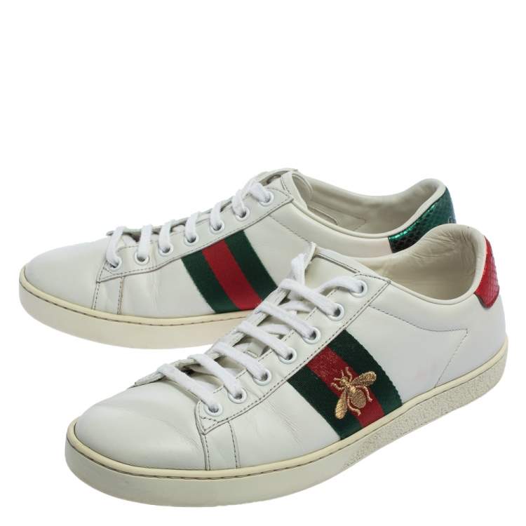 Pre Owned Gucci White Leather Ace Low-Top Sneakers Size 37.5