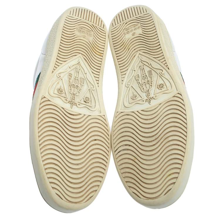 Pre Owned Gucci White Leather Ace Low-Top Sneakers Size 37.5
