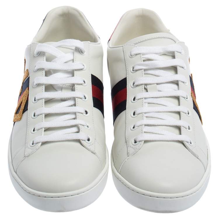 Pre Owned Gucci White Leather Loved New Ace Low Top Sneakers Size 41