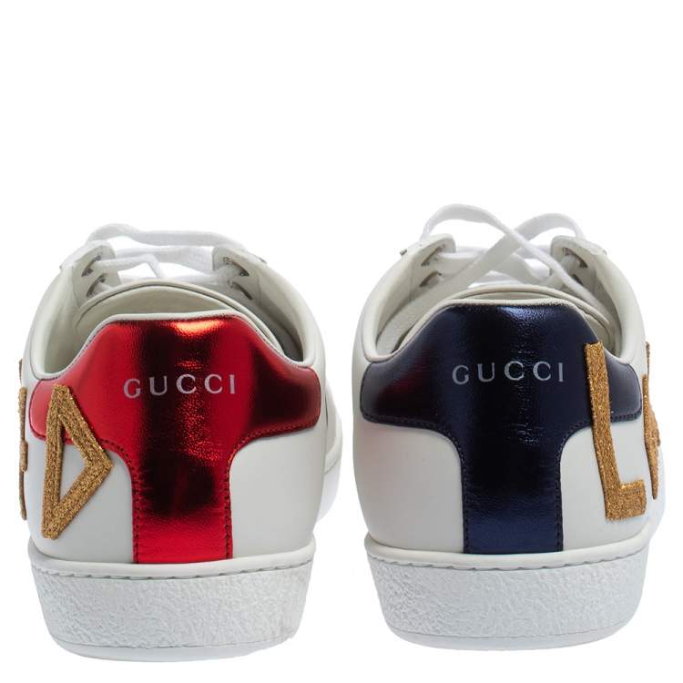 Pre Owned Gucci White Leather Loved New Ace Low Top Sneakers Size 41