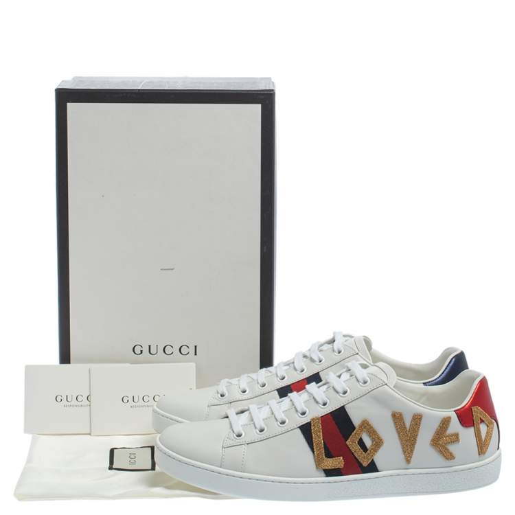 Pre Owned Gucci White Leather Loved New Ace Low Top Sneakers Size 41