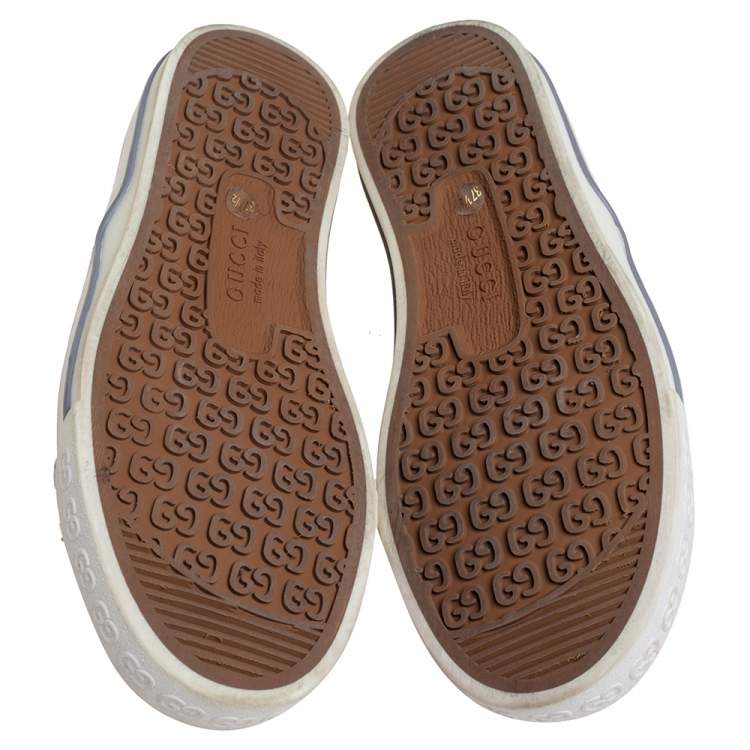 Pre Owned Gucci Beige Apple Print Canvas Tennis 1977 Low Top Sneakers Size 37.5