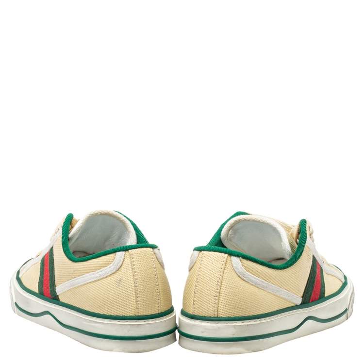 Pre Owned Gucci Cream Canvas Vulcan Sneakers Size 37.5