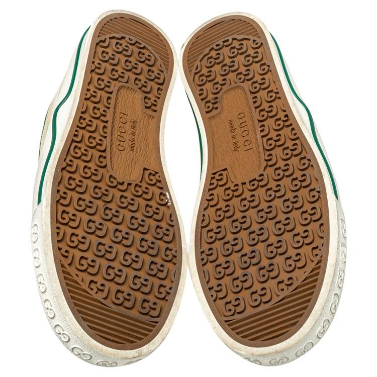 Pre Owned Gucci Cream Canvas Vulcan Sneakers Size 37.5