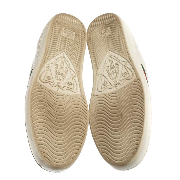 Pre Owned Gucci White Canvas And Leather Ace Sneakers Size 39