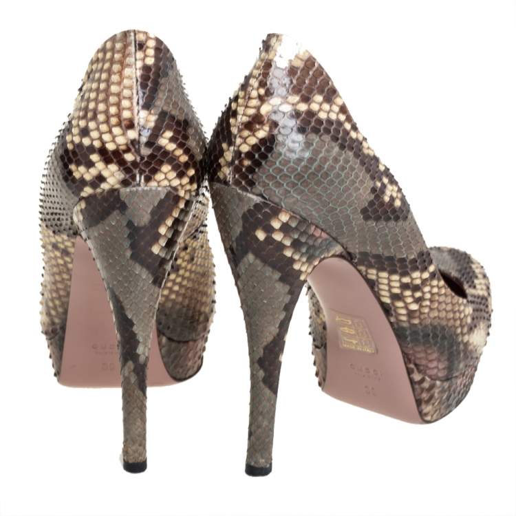 Pre Owned Gucci Multicolor Python Lisbeth Platform Pumps Size 39