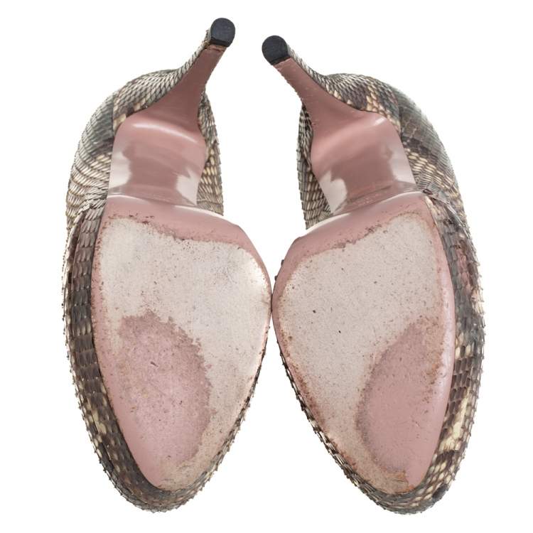 Pre Owned Gucci Multicolor Python Lisbeth Platform Pumps Size 39