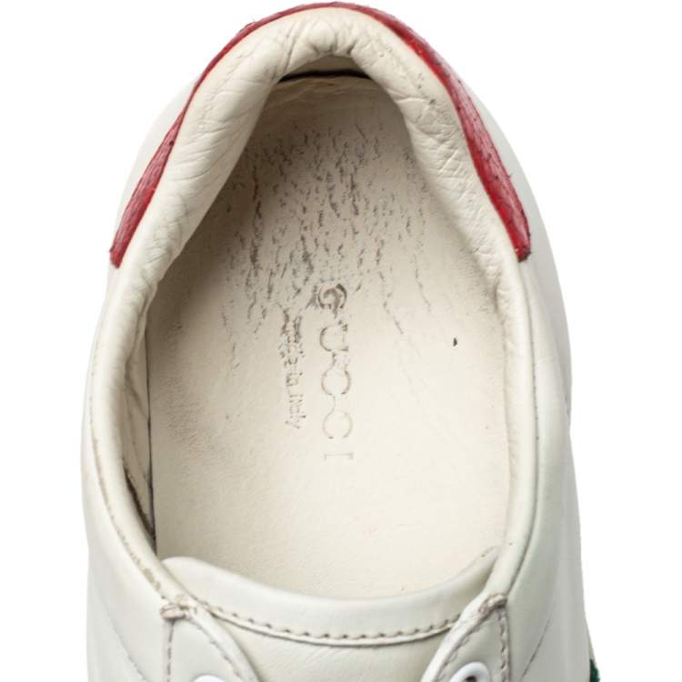 Pre Owned Gucci White Leather And Canvas  Bee Ace Low-Top Sneakers Size 36.5