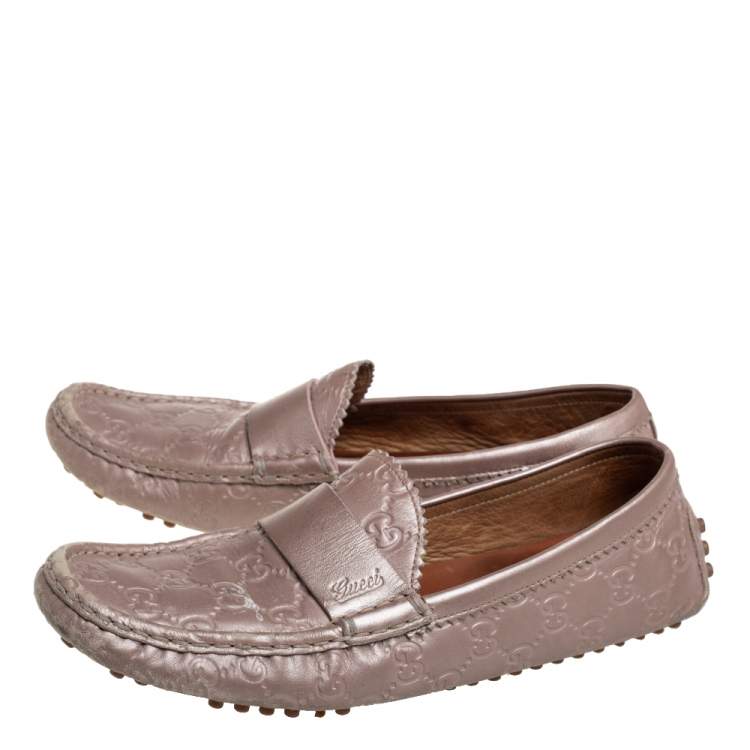Pre Owned Gucci Blush Pink Guccissima Leather Slip On Loafers Size 40