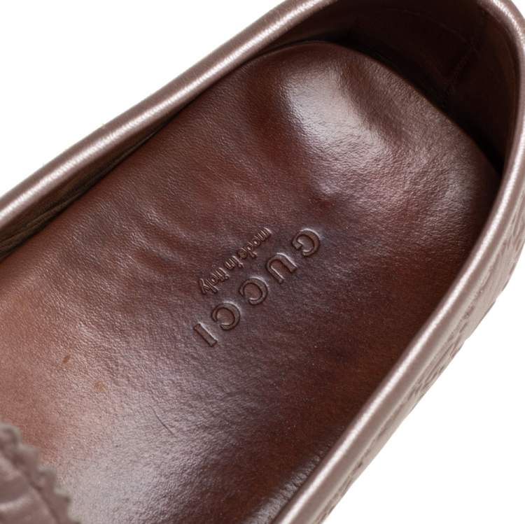 Pre Owned Gucci Blush Pink Guccissima Leather Slip On Loafers Size 40