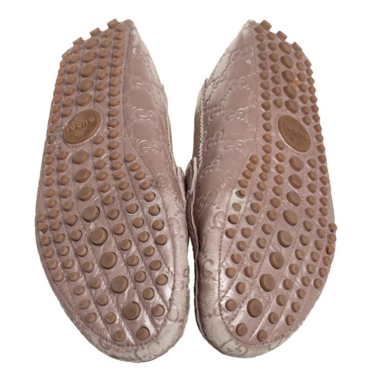 Pre Owned Gucci Blush Pink Guccissima Leather Slip On Loafers Size 40