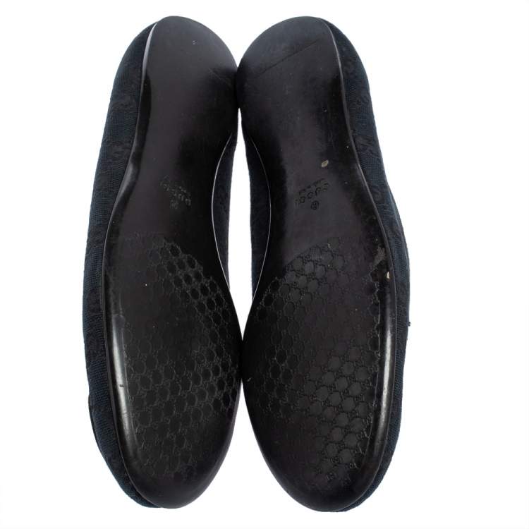 Pre Owned Gucci Dark Blue GG Canvas Interlocking GG Ballet Flats Size 36