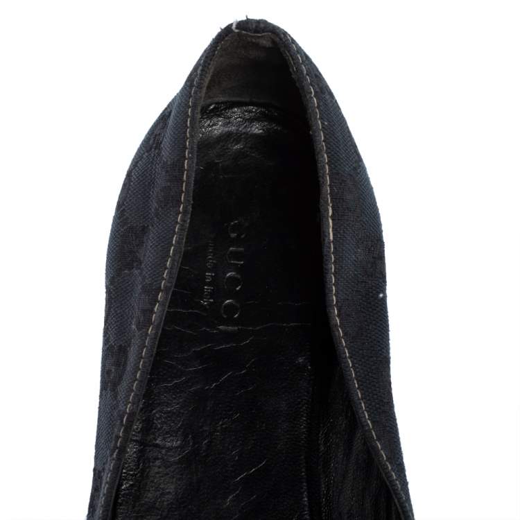 Pre Owned Gucci Dark Blue GG Canvas Interlocking GG Ballet Flats Size 36