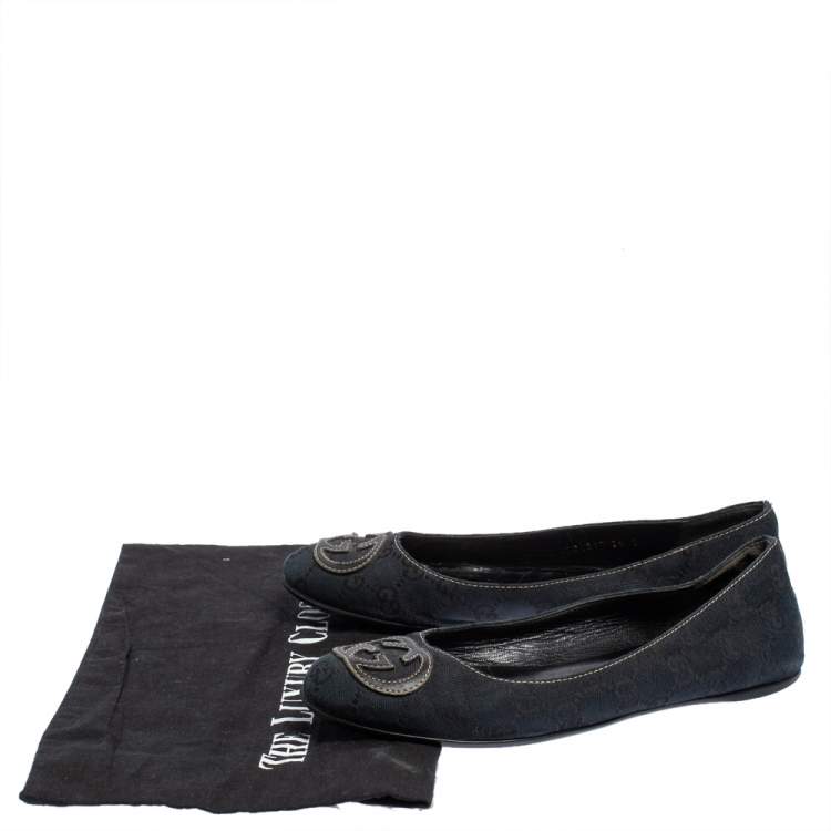Pre Owned Gucci Dark Blue GG Canvas Interlocking GG Ballet Flats Size 36