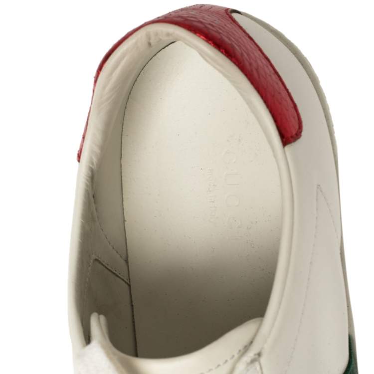 Pre Owned Gucci White Leather Ace Bee Sneakers Size 38.5