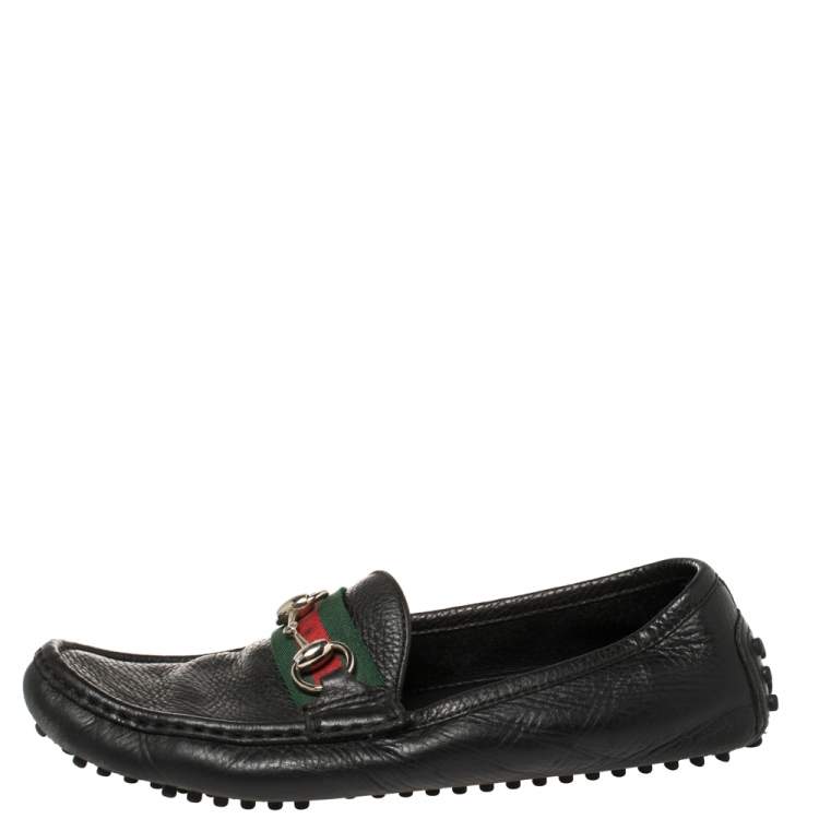 Black Leather Men's Horsebit Loafer With Web