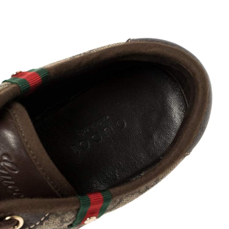 Pre Owned Gucci Brown GG Supreme Canvas And Leather Barcelona Low Top Sneakers Size 37