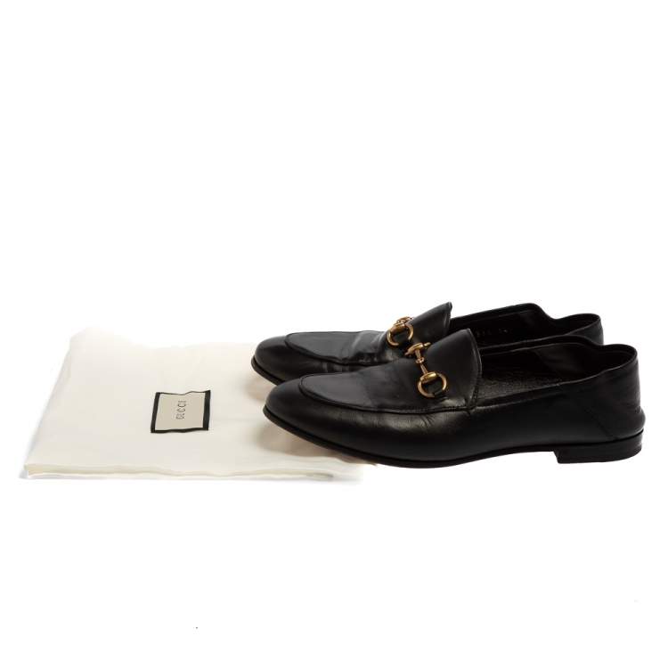 Pre Owned Gucci Black Leather Brixton Horsebit Slip On Loafers Size 37.5