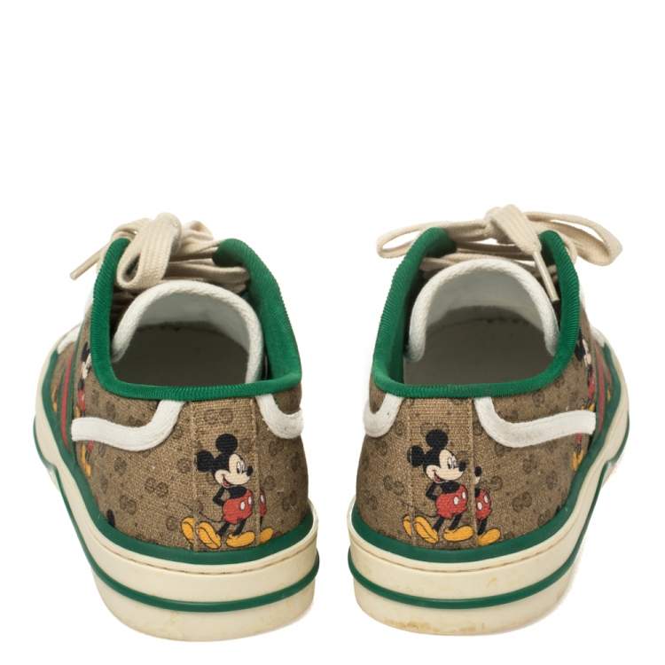 مملوكة مسبقًا Gucci Brown Coated Canvas Disney Edition Low Top Sneakers Size 38