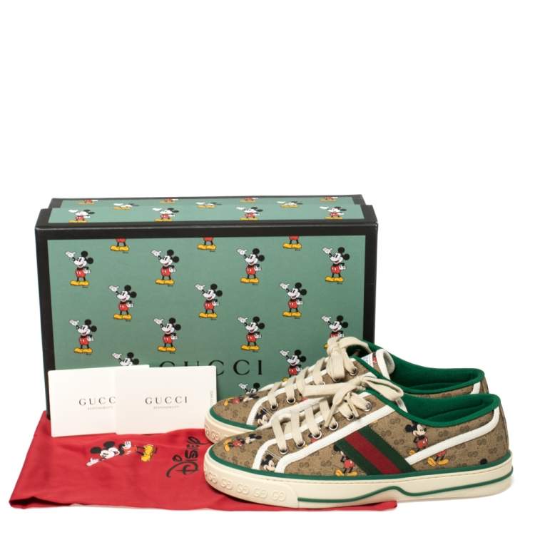 مملوكة مسبقًا Gucci Brown Coated Canvas Disney Edition Low Top Sneakers Size 38