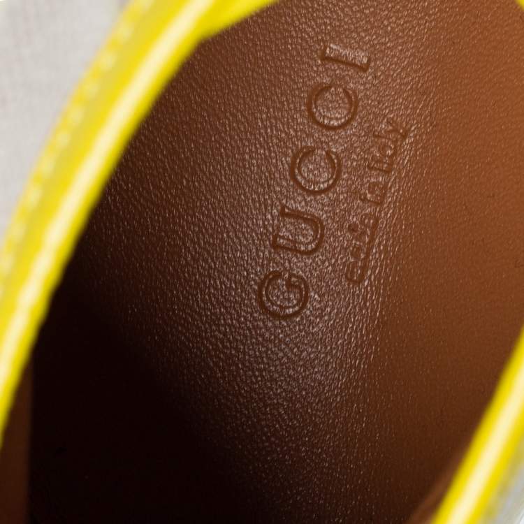 Pre Owned Gucci Yellow/White Canvas and Patent Leather High Top Sneakers Size 41