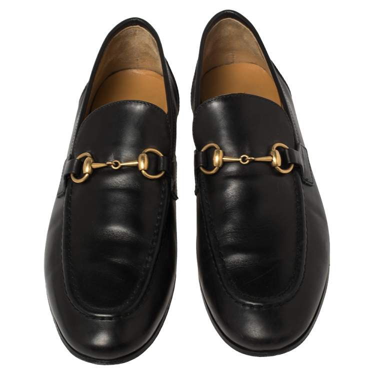Pre Owned Gucci Black Leather Jordaan Loafers Size 37