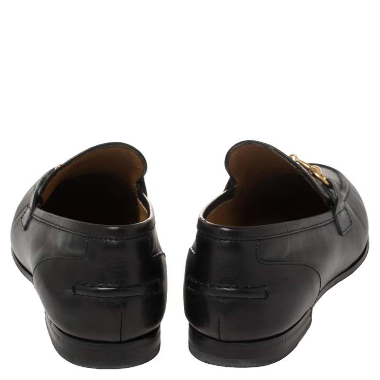 Pre Owned Gucci Black Leather Jordaan Loafers Size 37