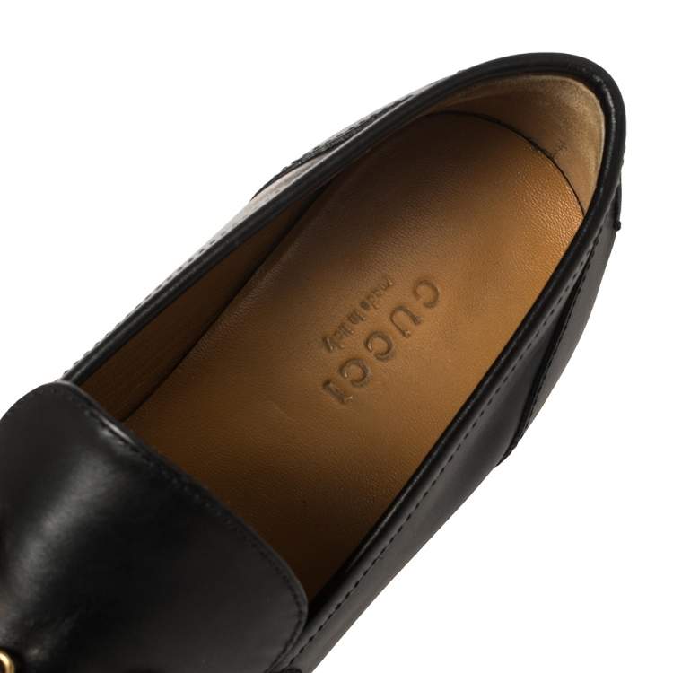 Pre Owned Gucci Black Leather Jordaan Loafers Size 37