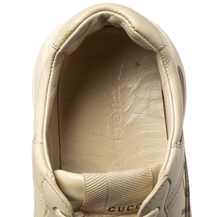 Pre Owned Gucci White Leather Rhyton Sneakers Size 36