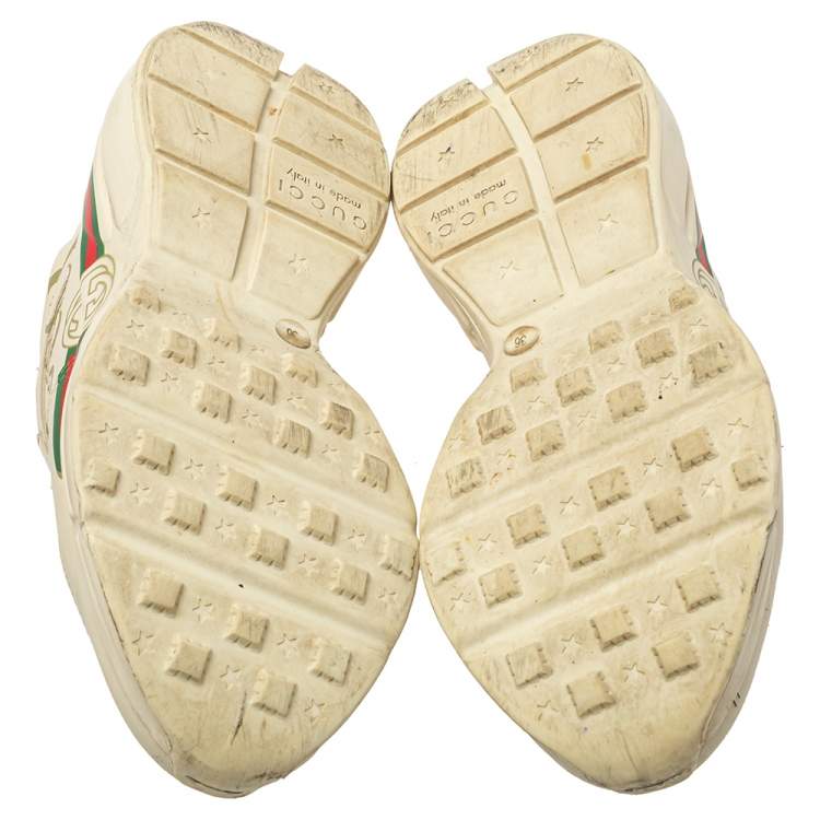 Pre Owned Gucci White Leather Rhyton Sneakers Size 36